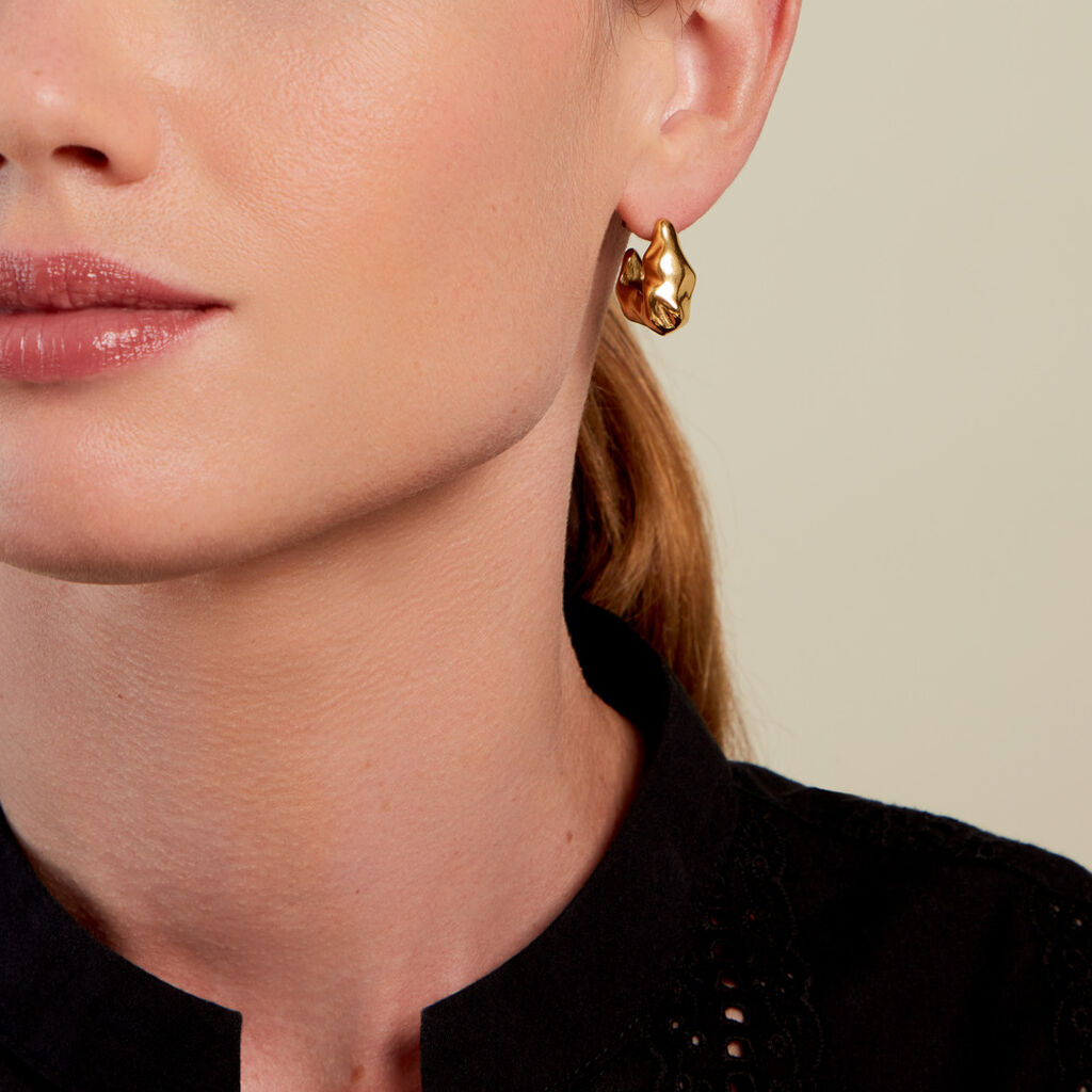 Boucles D'oreilles Siofra Acier Jaune - Boucles d'oreilles créoles Femme | Histoire d’Or