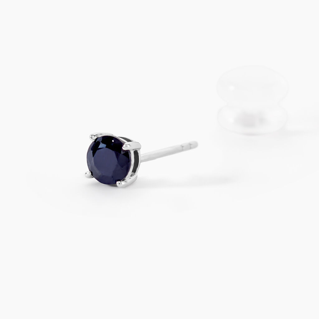 Boucles D'oreilles Puces Or Blanc Zubin Saphir - Clous d'oreilles Femme | Histoire d&rsquo;Or