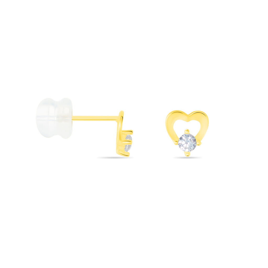 Boucles D'oreilles Puces Daria Cœur Or Jaune Oxyde De Zirconium - Clous d'oreilles Femme | Histoire d’Or