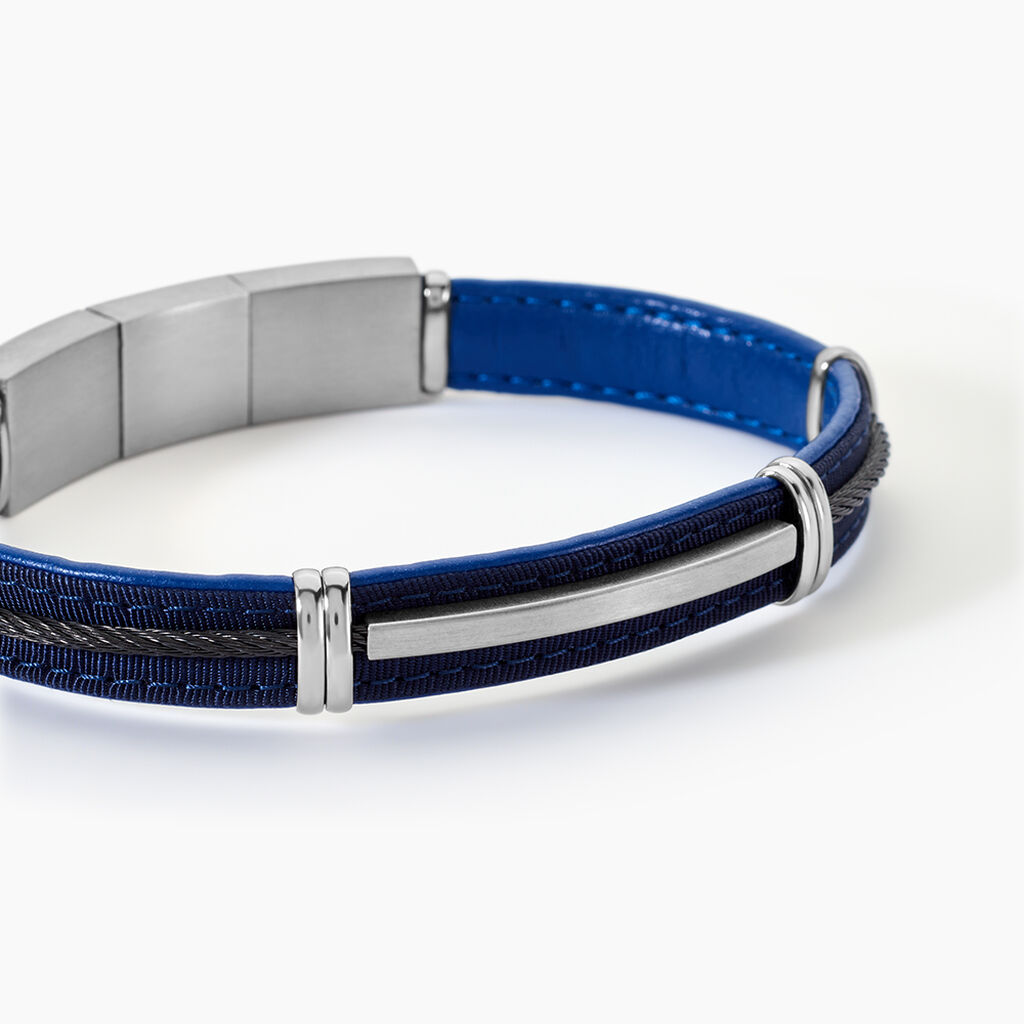 Bracelet Jourdan Otto Cuir Bleu - Bracelets Cuir Homme | Histoire d&rsquo;Or