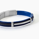 Bracelet Jourdan Otto Cuir Bleu - Bracelets Cuir Homme | Histoire d&rsquo;Or