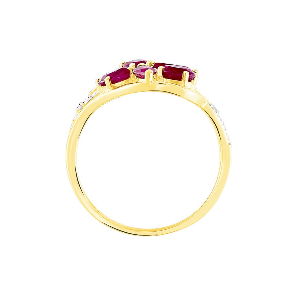 Bague Orchidee Or Bicolore Rubis Diamant - Bagues avec pierre Femme | Histoire d’Or