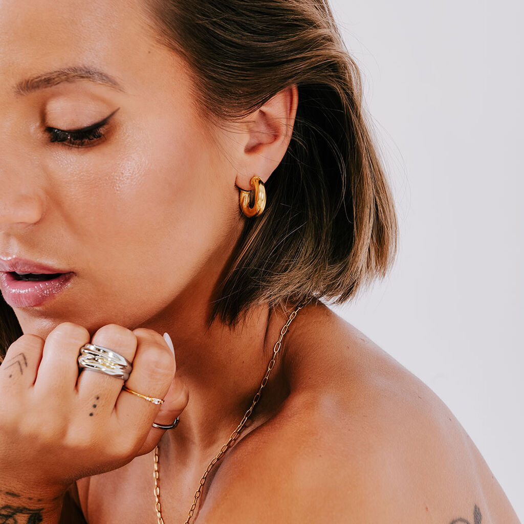 Créoles Argent Dore Sunset - Boucles d'oreilles créoles Femme | Histoire d’Or