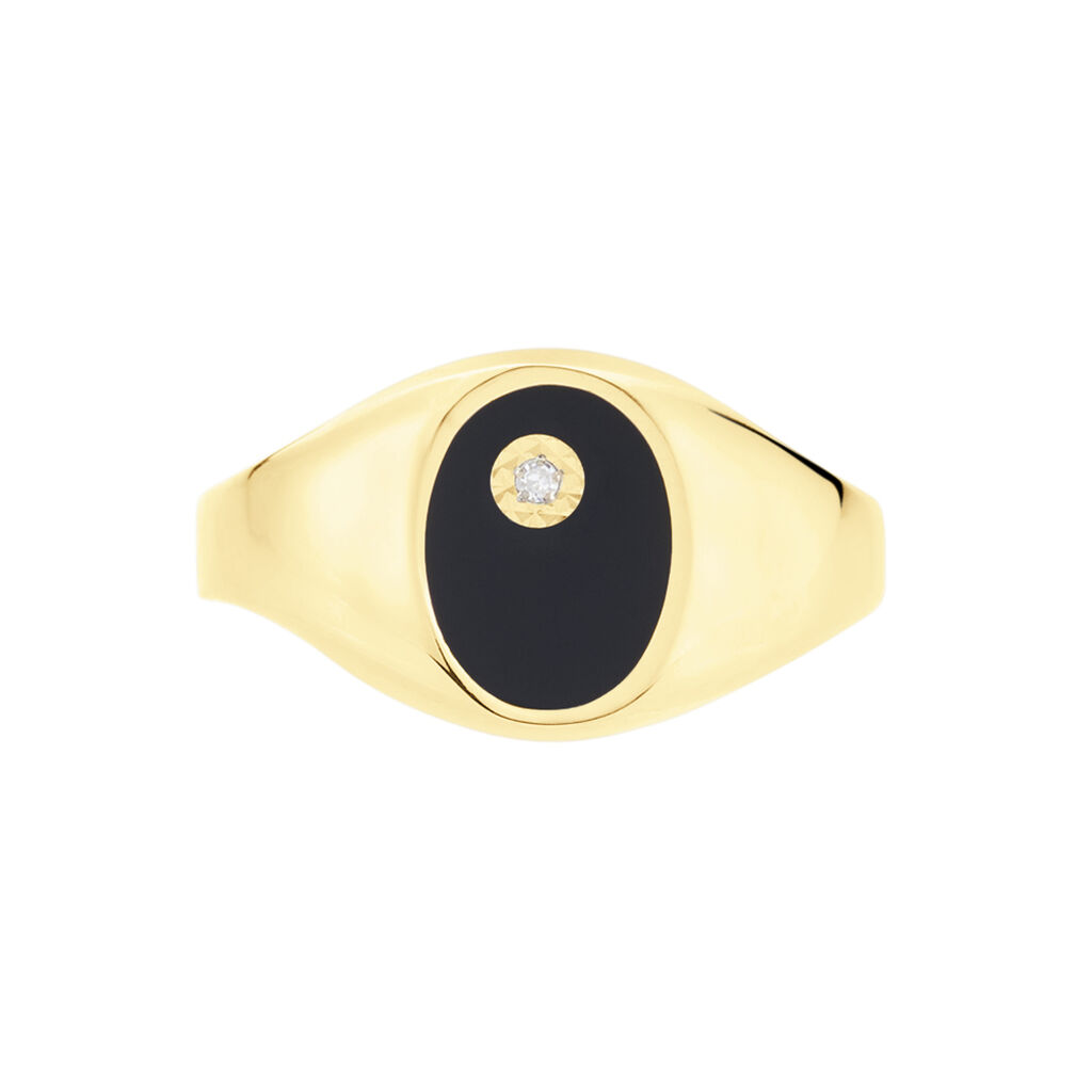 Chevalière Giles Or Jaune Onyx Diamant - Chevalières Homme | Histoire d’Or