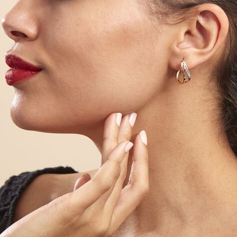 Créoles Hepsie Or Bicolore - Boucles d'oreilles créoles Femme | Histoire d’Or