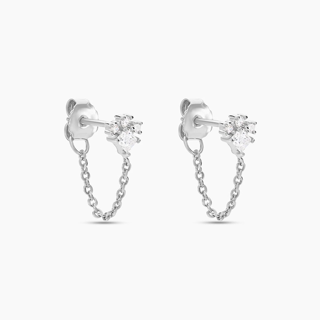 Boucles D'oreilles Puces Nimah Argent Blanc Oxyde De Zirconium - Nouveautés Femme | Histoire d’Or