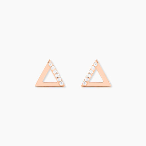 Boucles D'oreilles Puces Lorena Argent Rose Oxyde De Zirconium - Boucles d'oreilles fantaisie Femme | Histoire d’Or