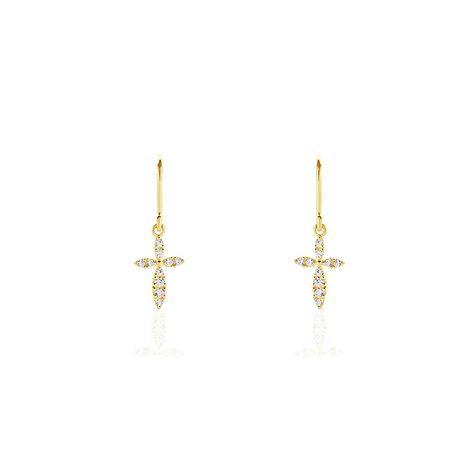 Boucles D'oreilles Pendantes Chastity Or Jaune Oxyde De Zirconium - Boucles d'oreilles pendantes Femme | Histoire d’Or