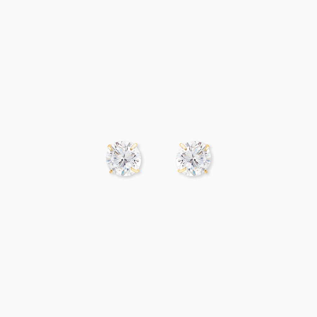 Boucles D'oreilles Puces Or Jaune Katherina Oxyde De Zirconium - Clous d'oreilles Femme | Histoire d’Or