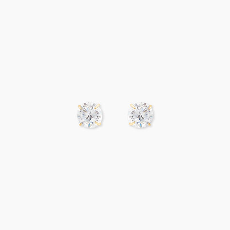 Boucles D'oreilles Puces Or Jaune Katherina Oxyde De Zirconium - Clous d'oreilles Femme | Histoire d’Or