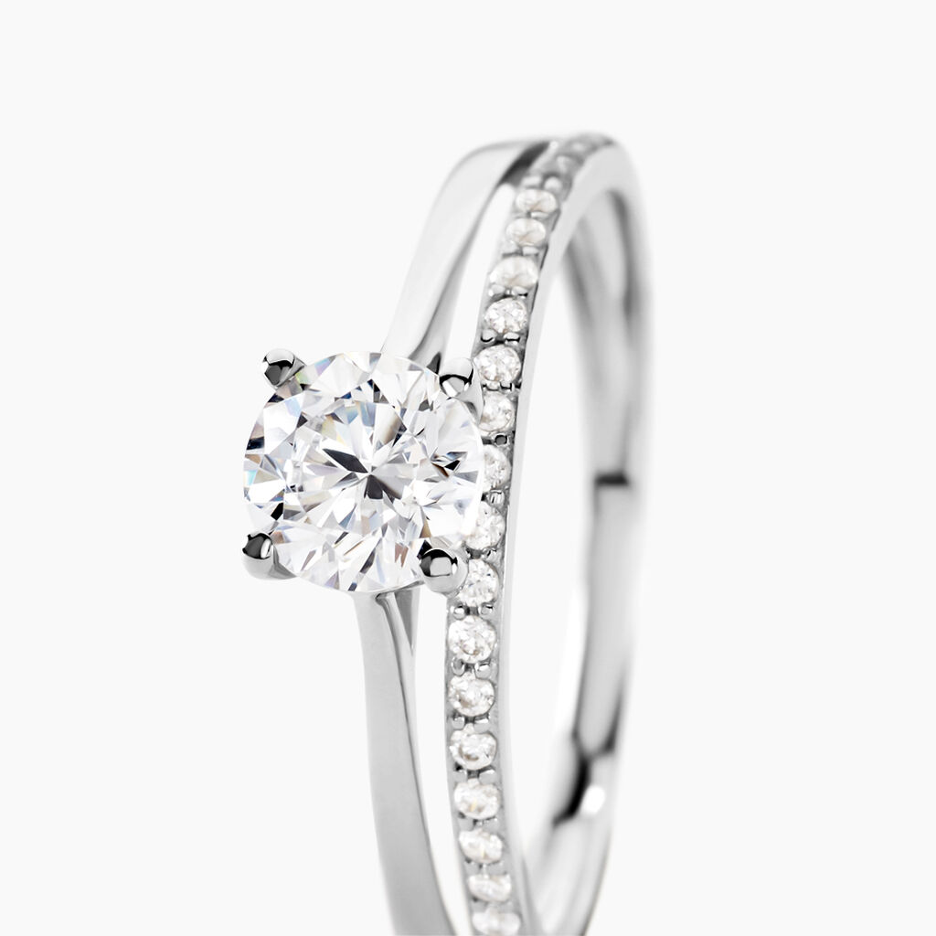 Bague Solitaire Anatoline Or Blanc Oxyde De Zirconium - Bagues solitaires Femme | Histoire d&rsquo;Or