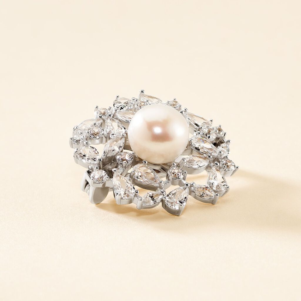 Broche Kaki Argent Blanc Perle De Culture - Autres bijoux Femme | Histoire d’Or