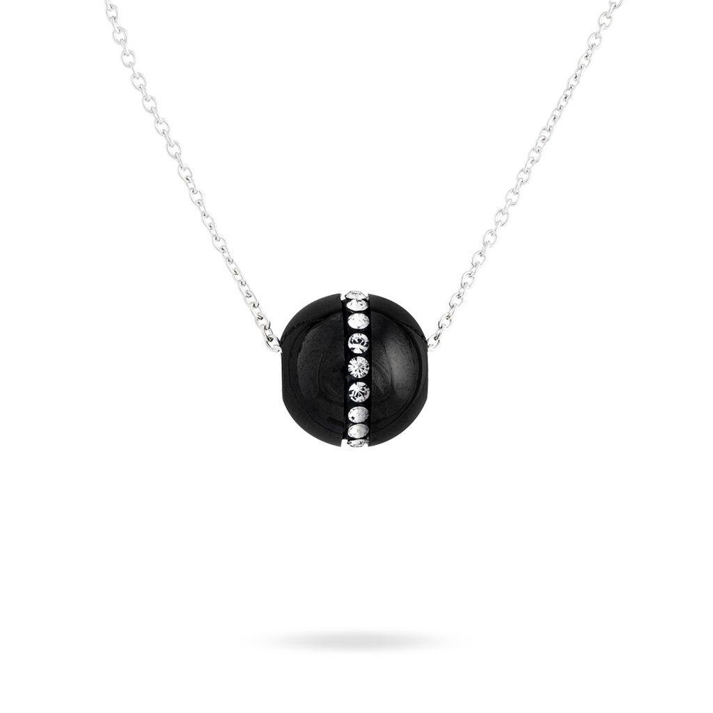 Collier Nina Cera Argent Blanc Strass Et Céramique