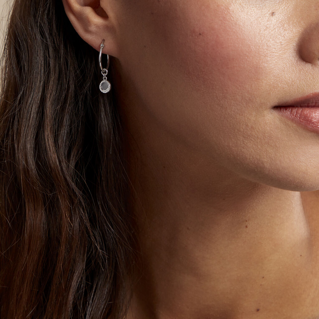 Créoles Sixties Argent Blanc - Boucles d'oreilles créoles Femme | Histoire d’Or