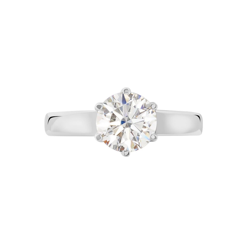 Bague Natalia Ld Platine Blanc Diamant Synthétique - Bagues solitaires Femme | Histoire d’Or