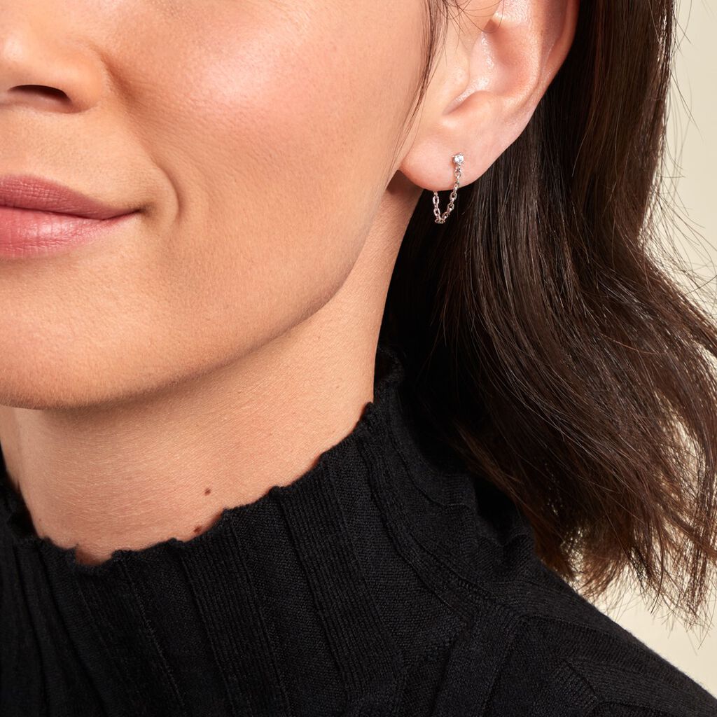 Bijoux D'oreilles Fantaisia Argent Blanc Oxyde De Zirconium - Boucles d'oreilles fantaisie Femme | Histoire d’Or