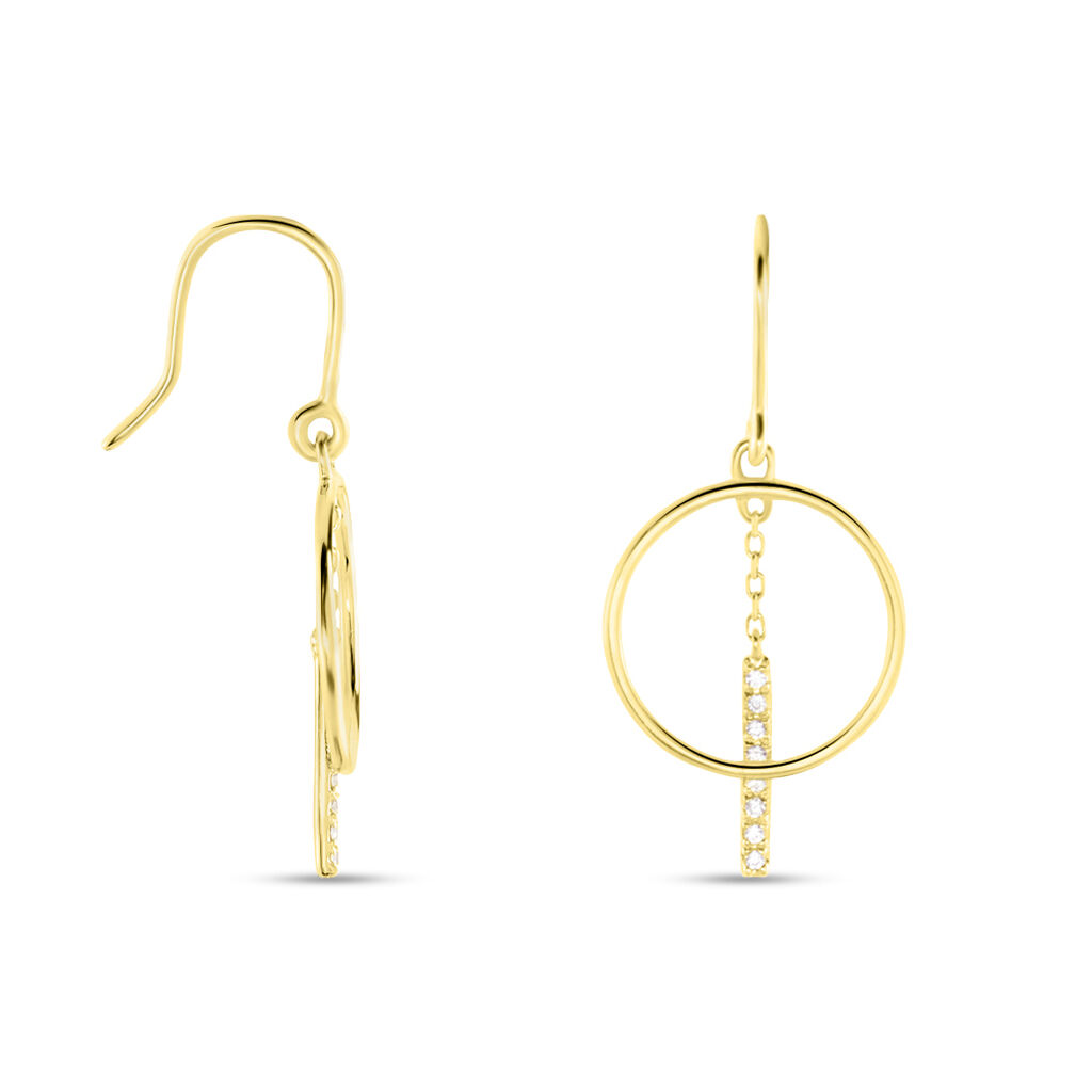 Boucles D'oreilles Pendantes Or Jaune Guda Oxyde De Zirconium - Boucles d'oreilles pendantes Femme | Histoire d’Or