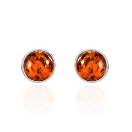 Boucles D'oreilles Puces Argent Blanc Majdeline Ambre - Boucles d'oreilles fantaisie Femme | Histoire d’Or