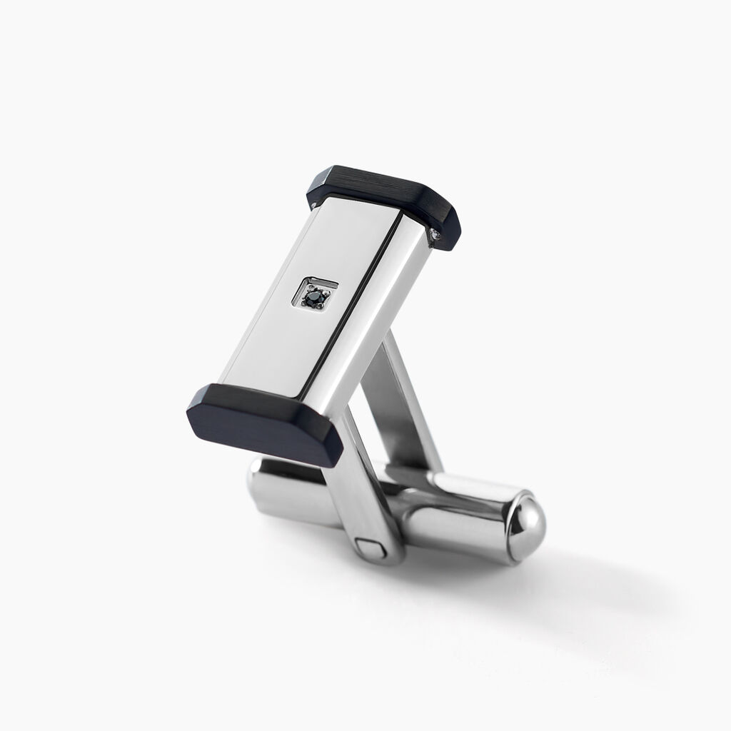 Boutons De Manchettes Dax Acier Bicolore Oxyde De Zirconium - Boutons de manchette Homme | Histoire d&rsquo;Or