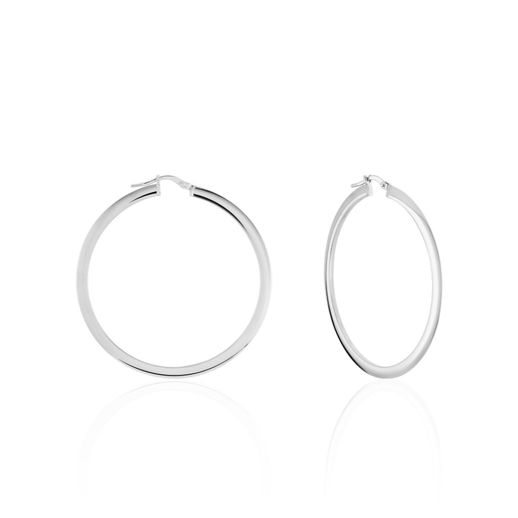 Créoles Argent Blanc Hally - Boucles d'oreilles créoles Femme | Histoire d’Or