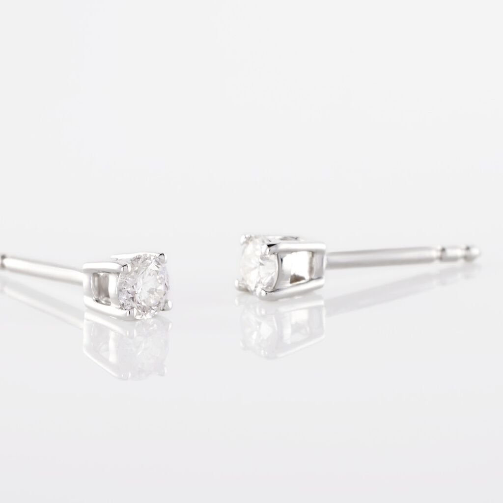Boucles D'oreilles Puces Or Blanc Victoria Diamants - Clous d'oreilles Femme | Histoire d’Or
