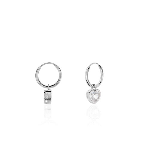 Créoles Argent Blanc Dahud Oxydes De Zirconium - Boucles d'oreilles créoles Femme | Histoire d’Or