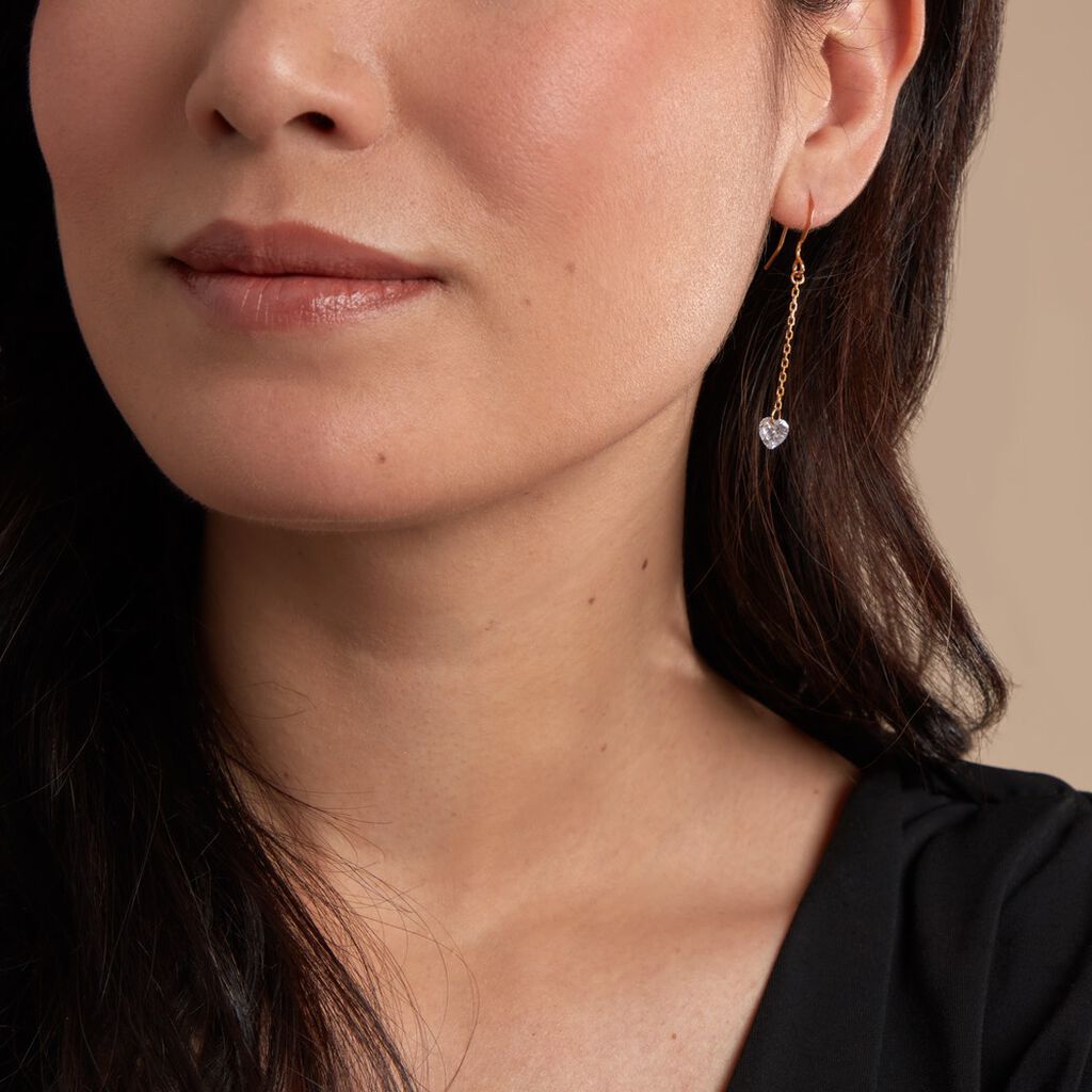 Boucles D'oreilles Pendantes Crush Plaqué Or Jaune Oxyde De Zirconium - Boucles d'oreilles fantaisie Femme | Histoire d’Or