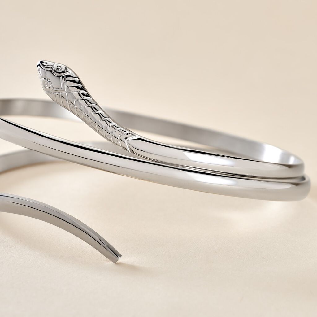 Bracelet Jonc Solitaae Argent Blanc - Bracelets joncs Femme | Histoire d’Or