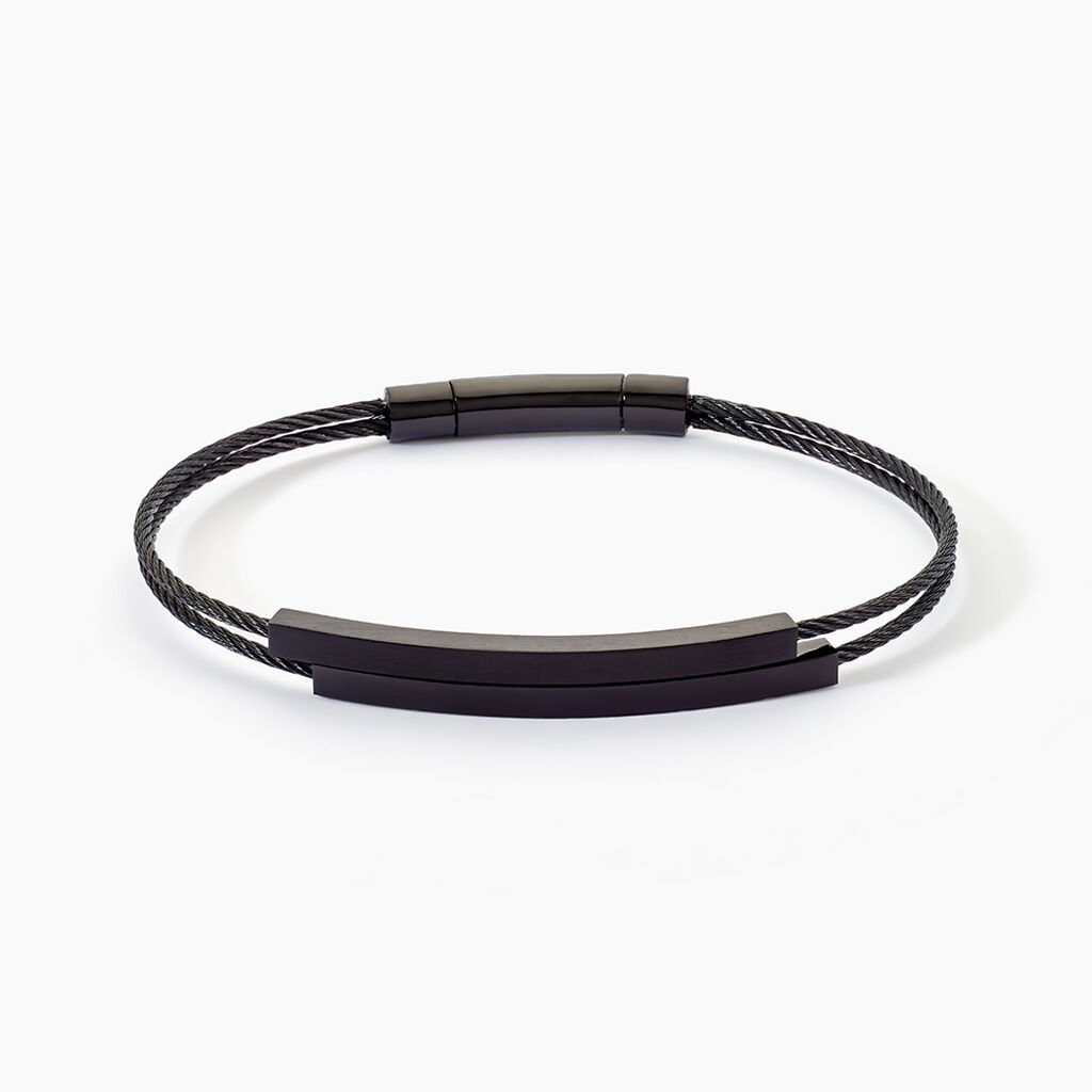 Bracelet Jonc Jakob Acier Noir Sans Pierre - Bracelets joncs Homme | Histoire d’Or