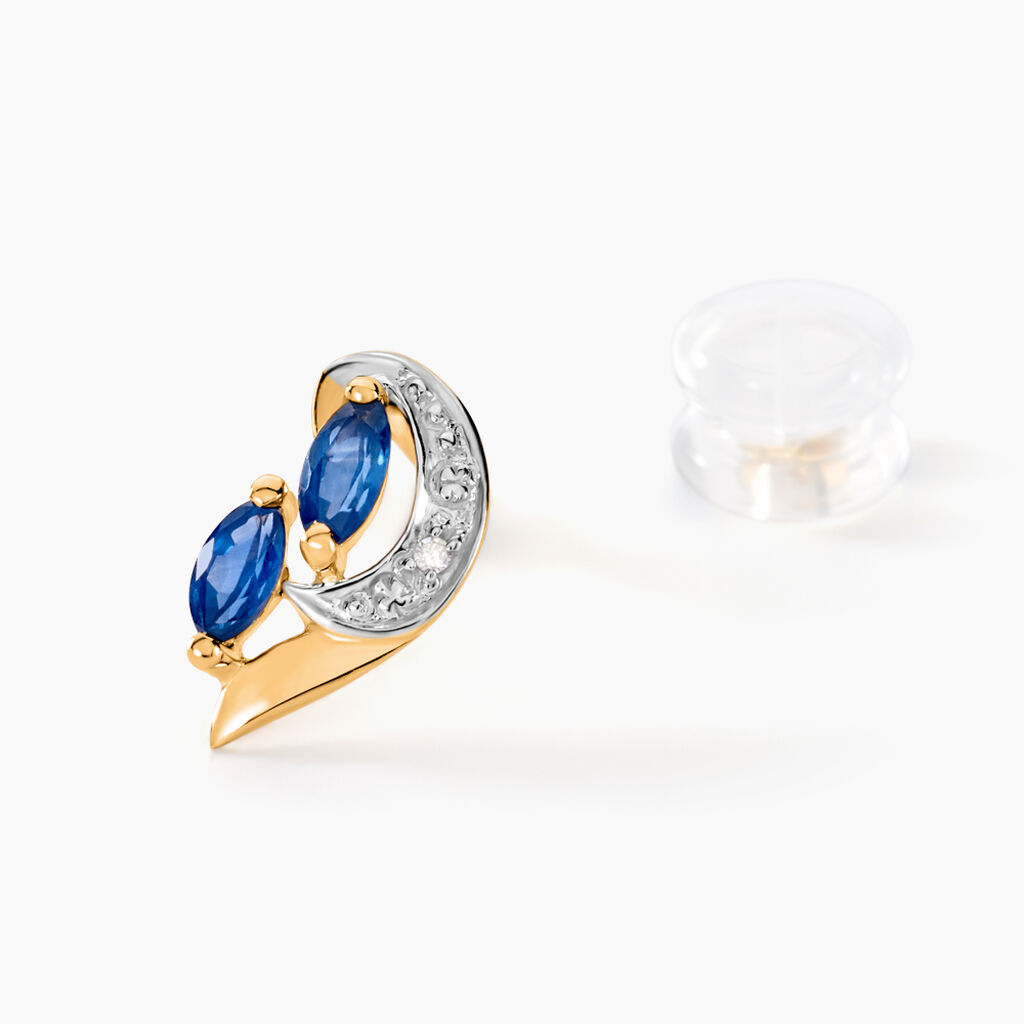 Boucles D'oreilles Puces Sakina Or Jaune Saphir Et Diamant Et Divers - Clous d'oreilles Femme | Histoire d’Or