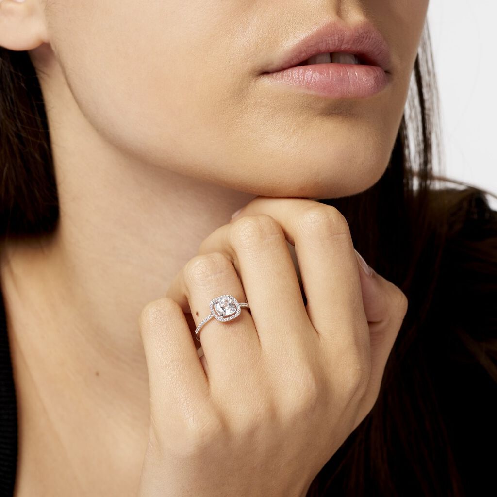 Bague Adrienne Or Blanc Oxyde De Zirconium - Bagues solitaires Femme | Histoire d’Or