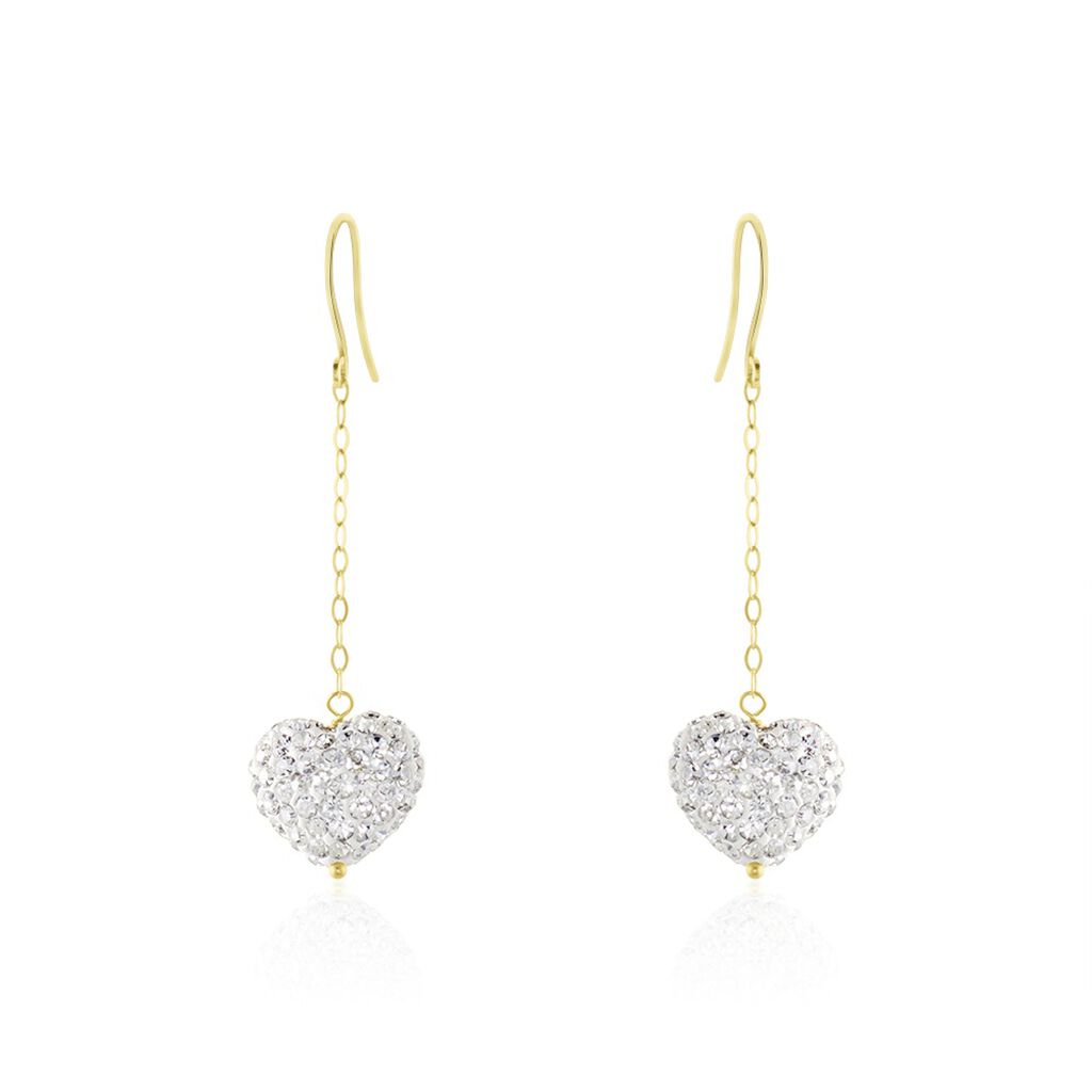 Boucles D'oreilles Pendantes Messaouda Or Jaune Strass - Boucles d'oreilles pendantes Femme | Histoire d’Or