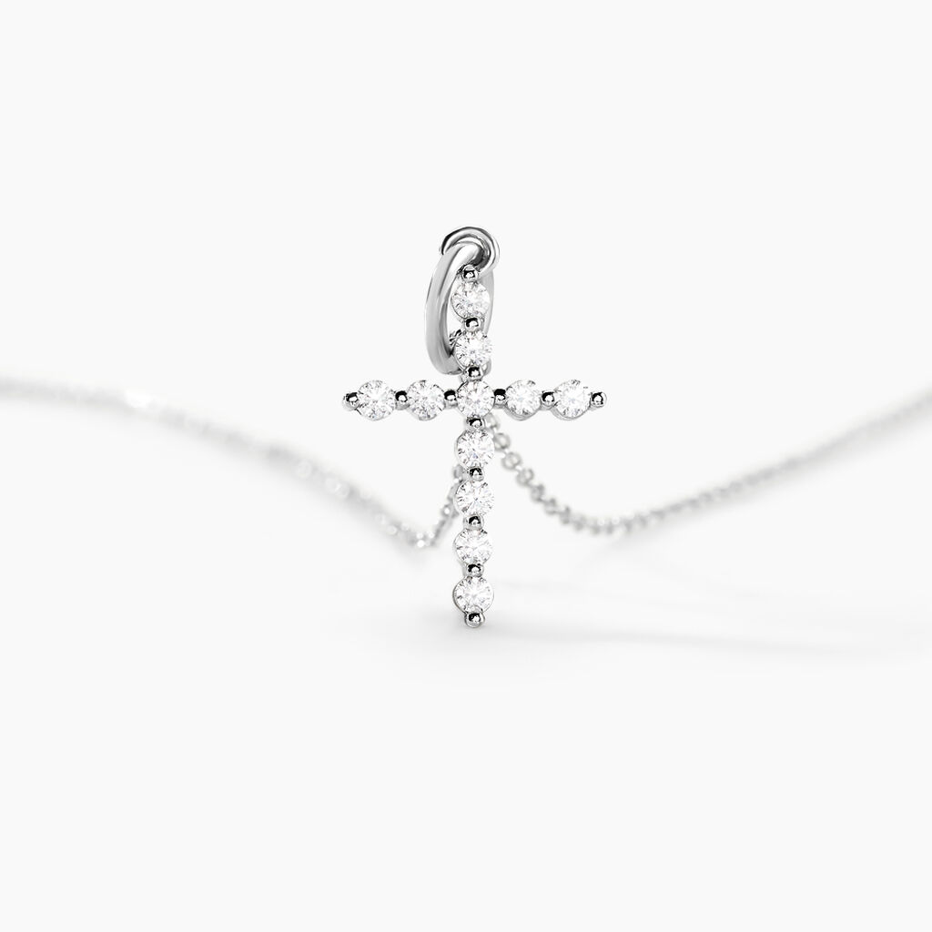 Collier Norine Argent Blanc Oxyde De Zirconium - Colliers Croix Femme | Histoire d’Or