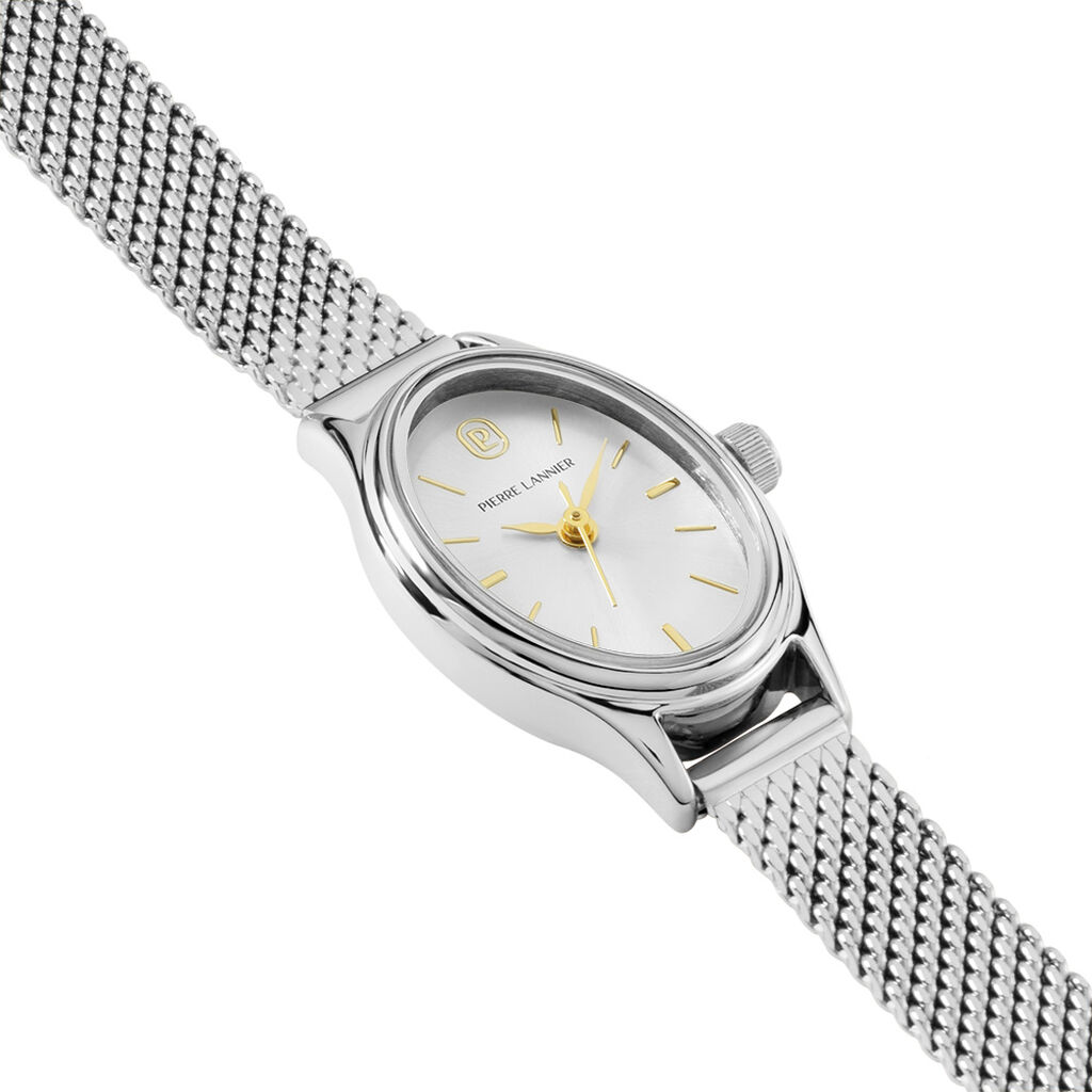 Montre Pierre Lannier Lannier Ovalia Argent&eacute; - F&ecirc;te des m&egrave;res Femme | Histoire d&rsquo;Or