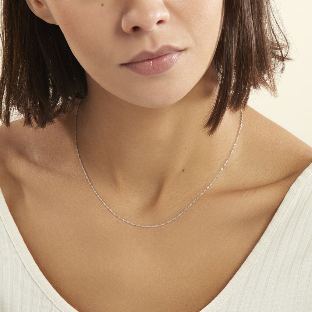 Chaîne Imanie Maille Singapour Or Blanc - Chaines Femme | Histoire d’Or