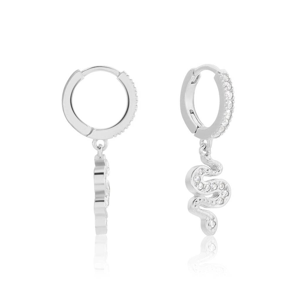 Créoles Ysee Argent Blanc Oxyde De Zirconium - Boucles d'oreilles créoles Femme | Histoire d’Or