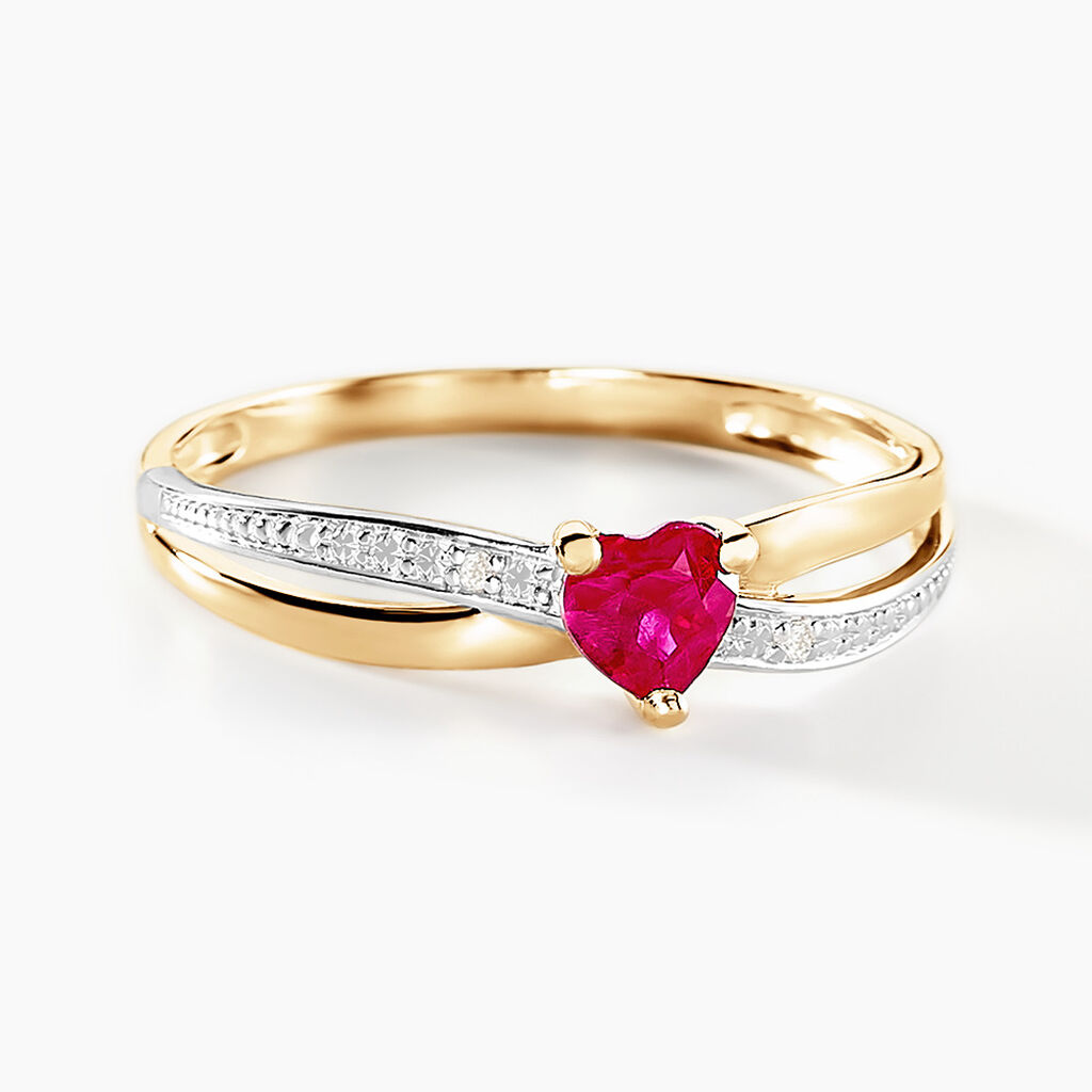 Bague Skylar Or Bicolore Rubis Diamant - Bagues solitaires Femme | Histoire d’Or