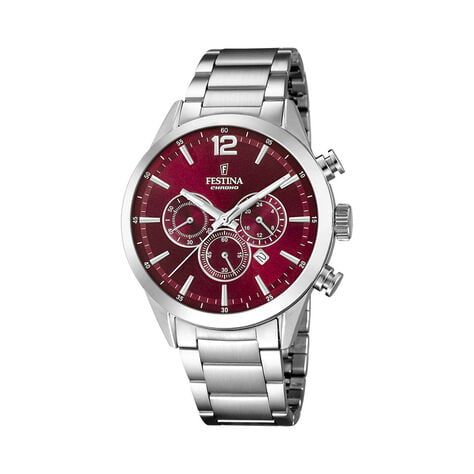 Montre Festina Timeless Chrono 44 Rouge - Montres chronographes Homme | Histoire d&rsquo;Or