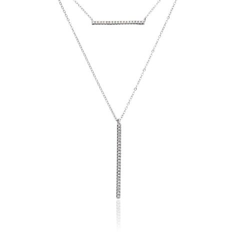 Collier Sharmaine Argent Blanc Oxyde De Zirconium - Colliers doubles et triples chaînes Femme | Histoire d’Or