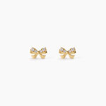 Boucles D'Oreilles Puces Brunnera Argent Dor&eacute; A L'Or 750/1000 Oxyde De Zirconium - Boucles d'oreilles fantaisie Femme | Histoire d&rsquo;Or