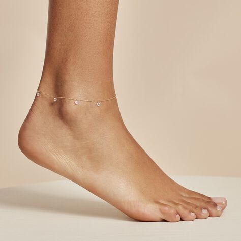 Chaine De Cheville Or Jaune Leucitica Oxydes De Zirconium - Chaînes de cheville Femme | Histoire d’Or