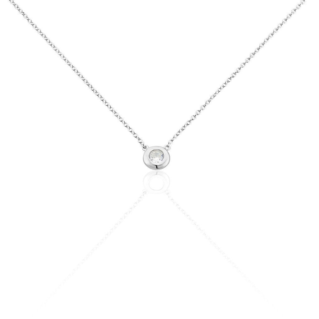 Collier Court Argent Blanc Laureano Oxyde De Zirconium - Ras de cou Femme | Histoire d&rsquo;Or