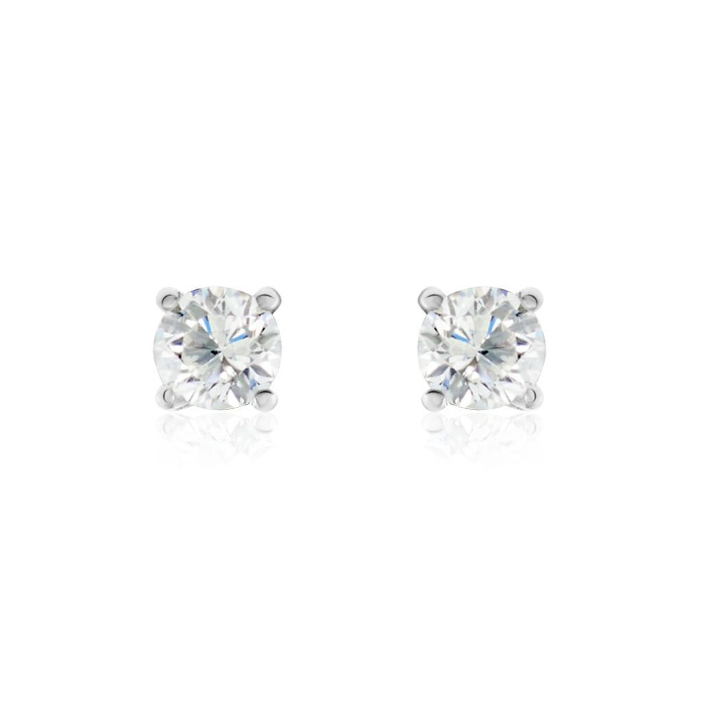 Boucles D'oreilles Puces Or Blanc Victoria Diamants - Clous d'oreilles Femme | Histoire d’Or