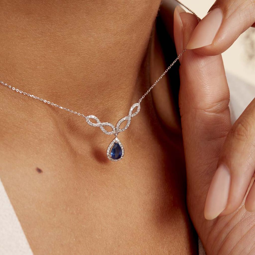 Collier Sissi Or Blanc Saphir Diamant - Colliers Femme | Histoire d’Or