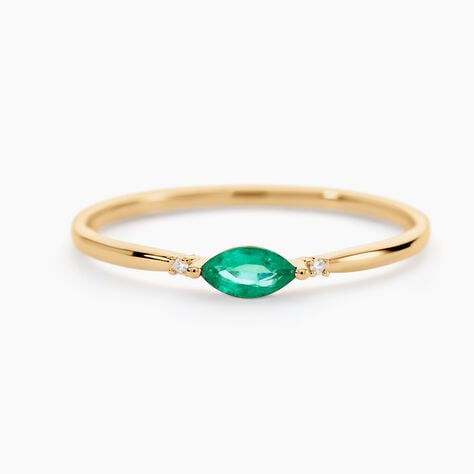 Bague Pr&eacute;cieuses Nuances Or Jaune Emeraude Diamant - Bagues solitaires Femme | Histoire d&rsquo;Or