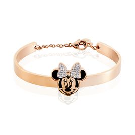 Bracelet Jonc Disney Acier Doré Rose Cristaux - Bracelets fantaisie Femme | Histoire d’Or