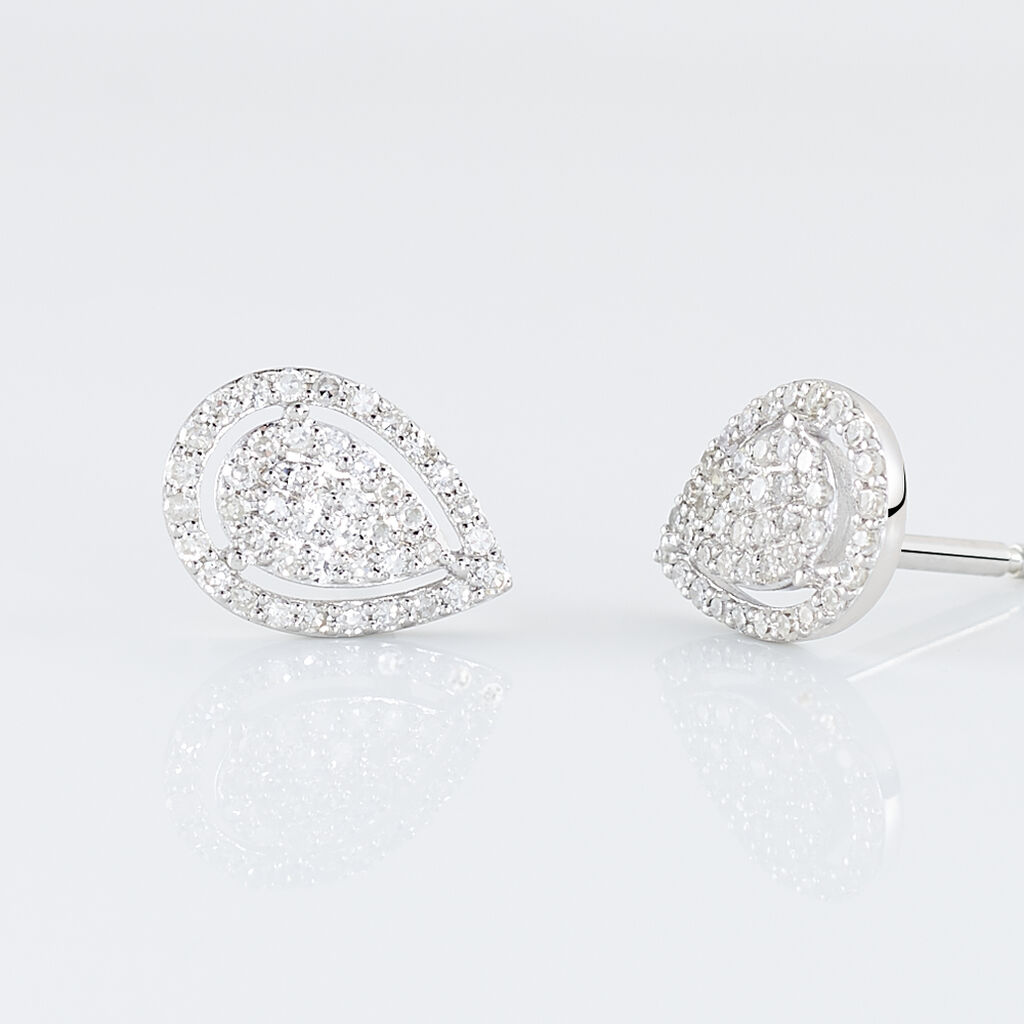 Boucles D'oreilles Puces Izia Or Blanc Diamant - Clous d'oreilles Femme | Histoire d&rsquo;Or