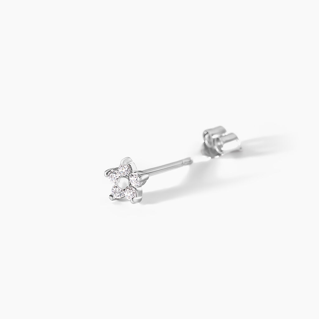 Boucles D'oreilles Puces Meriame Argent Blanc Oxyde De Zirconium - Boucles d'oreilles fantaisie Femme | Histoire d&rsquo;Or