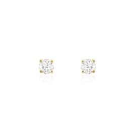 Boucles D'oreilles Puces Or Jaune Diamants Synthetique - Clous d'oreilles Femme | Histoire d’Or
