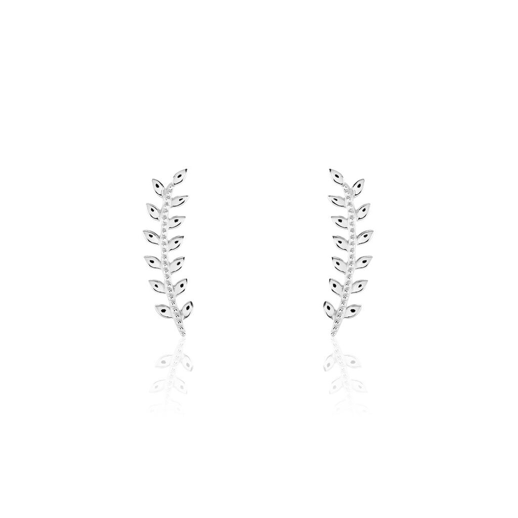 Bijoux D'oreilles Folia Argent Blanc - Boucles d'Oreilles Plume Femme | Histoire d’Or